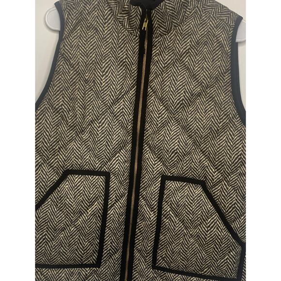 J Crew Diamond Quilted Puffer Vest M Houndstooth Black Cream  Preppy Womens - Picture 4 of 11
